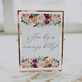 Hoe groot is mama's buik Baby Shower Spel Bord Poster