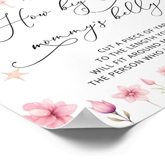 Hoe groot is mama's buik bloemenfee tuin poster (Hoek)