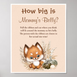 Hoe groot is mama's buik Herfst Baby shower spel Poster