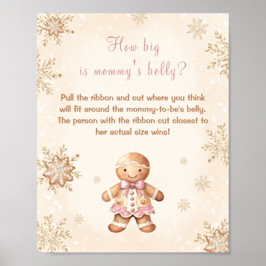 Hoe groot is mama's buik kerst Baby shower Poster (Voorkant)