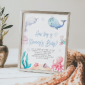 Hoe groot is mama's buik onder het Zee Baby shower Poster