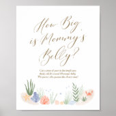 Hoe groot is mama's buik onder het Zee Baby shower Poster (Voorkant)