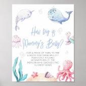 Hoe groot is mama's buik onder het Zee Baby shower Poster (Voorkant)