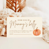 Hoe groot is mama's buik pompoen Baby shower spel Informatiekaartje
