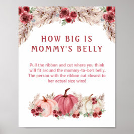 Hoe groot is mama's buik pompoen Baby shower spel Poster