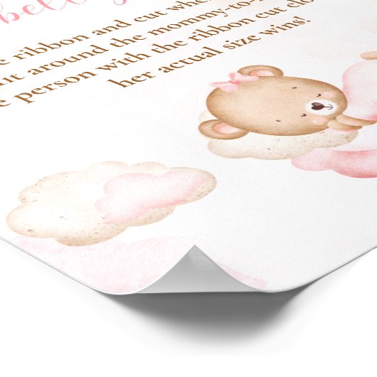 Hoe groot is mama's buik roze Baby shower spel Poster (Hoek)