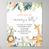 Hoe groot is mama's buik safari baby shower spel poster (Voorkant)