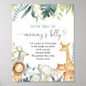 Hoe groot is mama's buik safari baby shower spel poster (Voorkant)