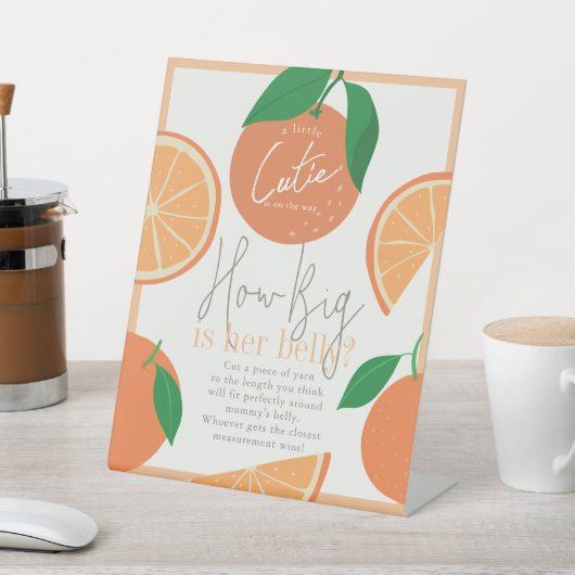 Hoe groot is mama's buik Sinaasappel Baby shower s Reclamebord Met Voetstuk (Insitu)