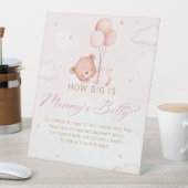 Hoe groot is mama's buik Teddy beer baby shower Reclamebord Met Voetstuk (Insitu)