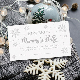 Hoe groot is mama's buik winter Baby shower spel Informatiekaartje