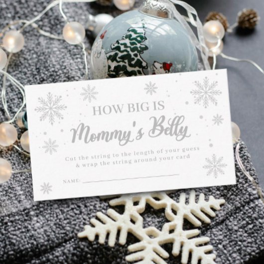Hoe groot is mama's buik winter Baby shower spel Informatiekaartje