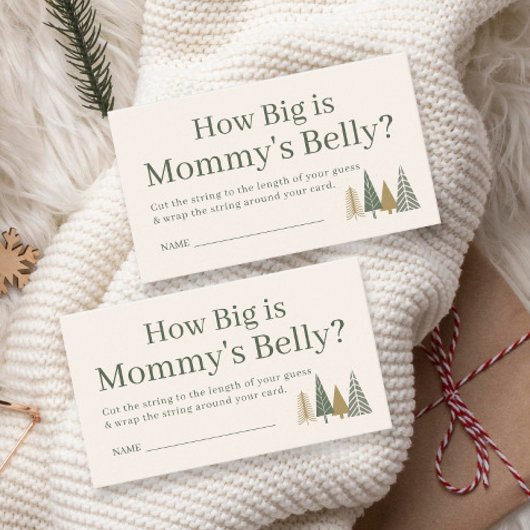 Hoe groot is mama's buik winter Baby shower spel Informatiekaartje