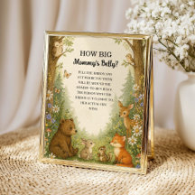 Hoe groot is mama's buik Woodland Baby Shower Spel