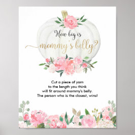 Hoe groot is mama's buikpompoenspel baby shower? poster