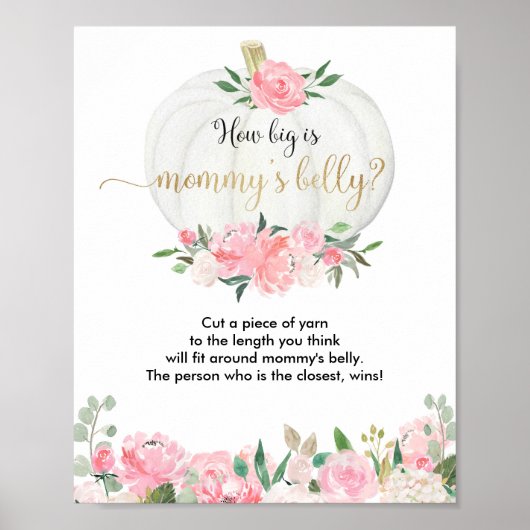Hoe groot is mama's buikpompoenspel baby shower? poster (Voorkant)