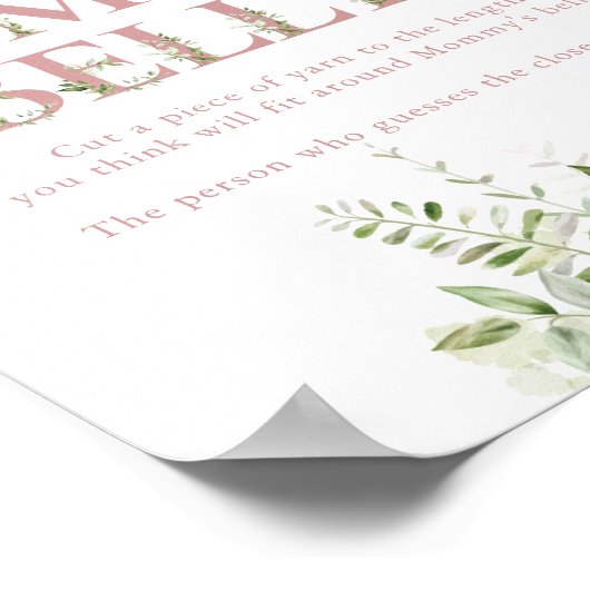 Hoe groot is mama's buikroze Baby shower Poster (Hoek)