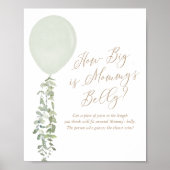 Hoe groot is mama's buiksausballon Baby shower Poster (Voorkant)