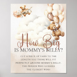 HOE GROOT IS MAMMA'S BUIK Beer Baby Shower Spel Poster
