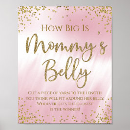 Hoe groot is Mommys Belly Baby shower Game? Poster