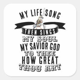 Hoe groot zijt gij Hymnal Schattige Bird Christeli Vierkante Sticker