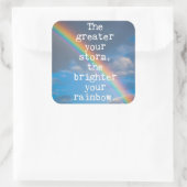 Hoe groter uw Storm citaat Vierkante Sticker (Tas)