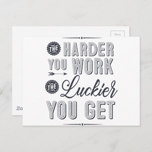 Hoe harder je werkt, hoe gelukkiger je wordt briefkaart (Voorkant / Achterkant)