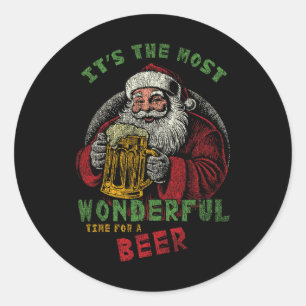 Hoe heilig ik heb een biertje nodig Grappige Kerst Ronde Sticker