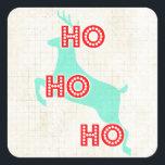 hoe herder red blue christmas  vierkante sticker<br><div class="desc">aantrekkelijke  oproep voor de extra kerstman in je huis</div>