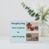 Hoe het begon vs Hoe het gaat Dachshund Briefkaart (Staand voorkant)