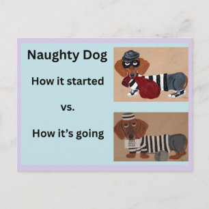 Hoe het begon vs Hoe het gaat Dachshund Briefkaart