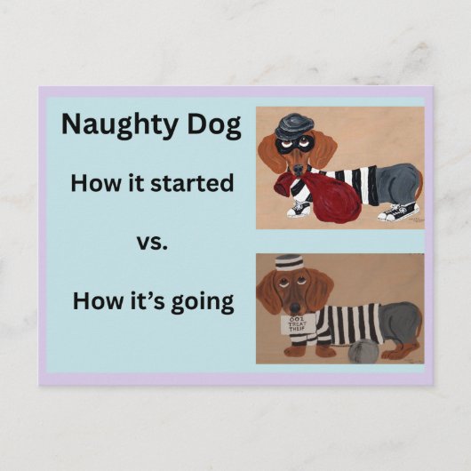 Hoe het begon vs Hoe het gaat Dachshund Briefkaart (Voorkant)