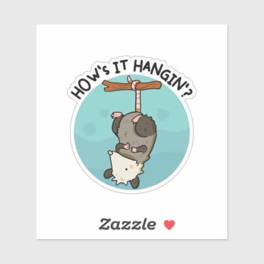 Hoe het hangt Possum Pun Die-Cut Sticker (Vel)