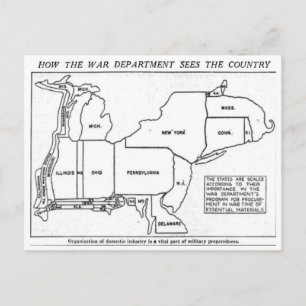 Hoe het Ministerie van Oorlog de VS in 1940 zag Briefkaart