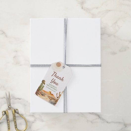 Hoe het westen was een verjaardag cowboy dank je cadeaulabel (Met Touw)