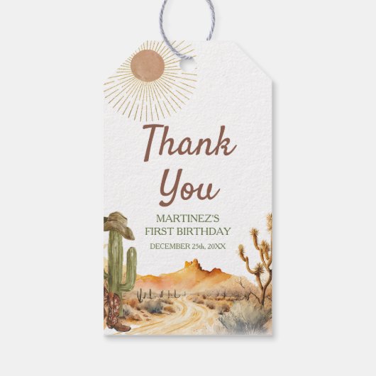 Hoe het westen was een verjaardag cowboy dank je cadeaulabel (Achterkant)