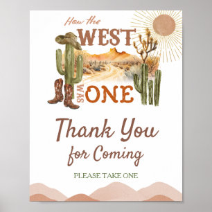 Hoe het westen was een verjaardag cowboy dank je poster