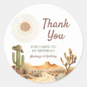 Hoe het westen was een verjaardag cowboy dank je ronde sticker (Voorkant)