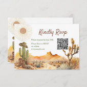 Hoe het Westen was een verjaardag cowboy QR RSVP k Bedankkaart (Voorkant / Achterkant)