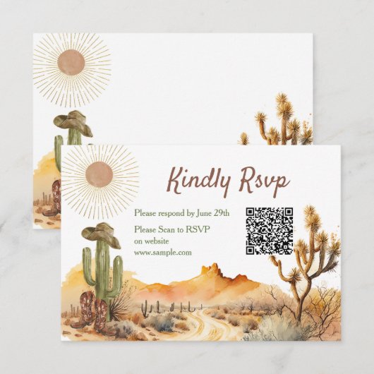 Hoe het Westen was een verjaardag cowboy QR RSVP k Bedankkaart (Voorkant / Achterkant)