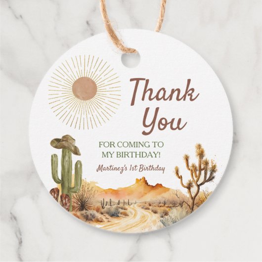 Hoe het Westen was een verjaardagsfeestje Cowboy Bedankjes Labels (Achterkant)