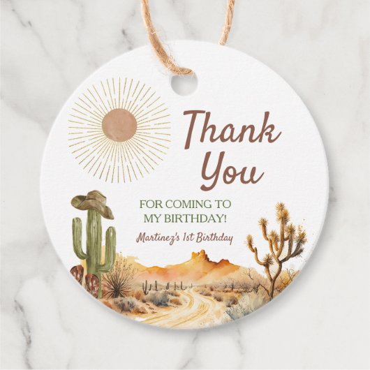 Hoe het Westen was een verjaardagsfeestje Cowboy Bedankjes Labels (Voorkant)