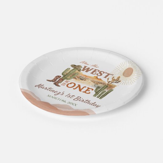 Hoe het Westen was een verjaardagsfeestje Cowboy Papieren Bordje (Gekanteld)