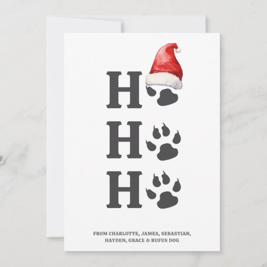 Hoe Ho Christmas Dog Paw gepersonaliseerd Feestdagenkaart (Voorkant)