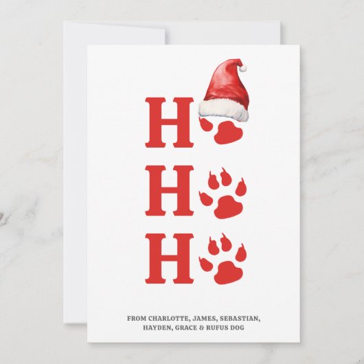 Hoe Ho Christmas Dog Paw gepersonaliseerd Feestdagenkaart (Voorkant)