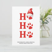 Hoe Ho Christmas Dog Paw gepersonaliseerd Feestdagenkaart (Staand voorkant)