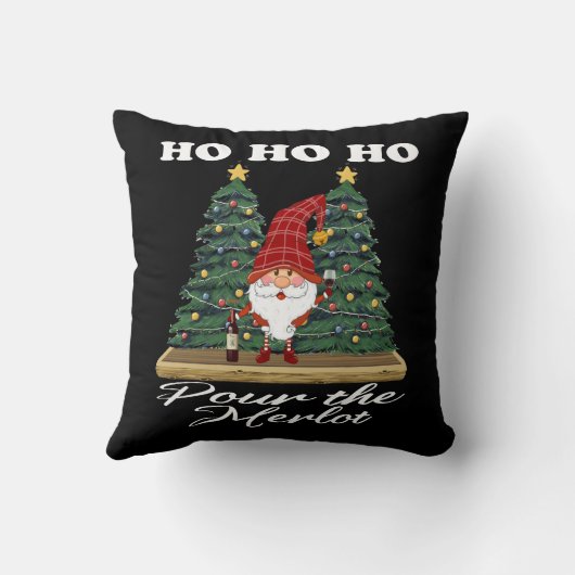 Hoe Ho Kerst Gnoom Giet de Merlot Kussen (Achterkant)