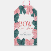 Hoe Ho Red & Green Bows Kerstvakantie Cadeaulabel (Voorkant)