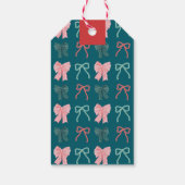 Hoe Ho Red & Green Bows Kerstvakantie Cadeaulabel (Achterkant)