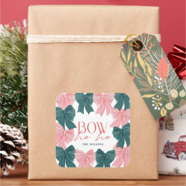 Hoe Ho Red & Green Bows Kerstvakantie Vierkante Sticker